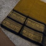 PREMIUM 100 counts KANCHI COTTON SAREE WITH RETAPETA BORDER-MUSTARD YELLOW-BLACK FOR traditional, halfsaree, weddingoutfit, bridalwear , southindian , handwork, engagement outfit, kerala halfsaree