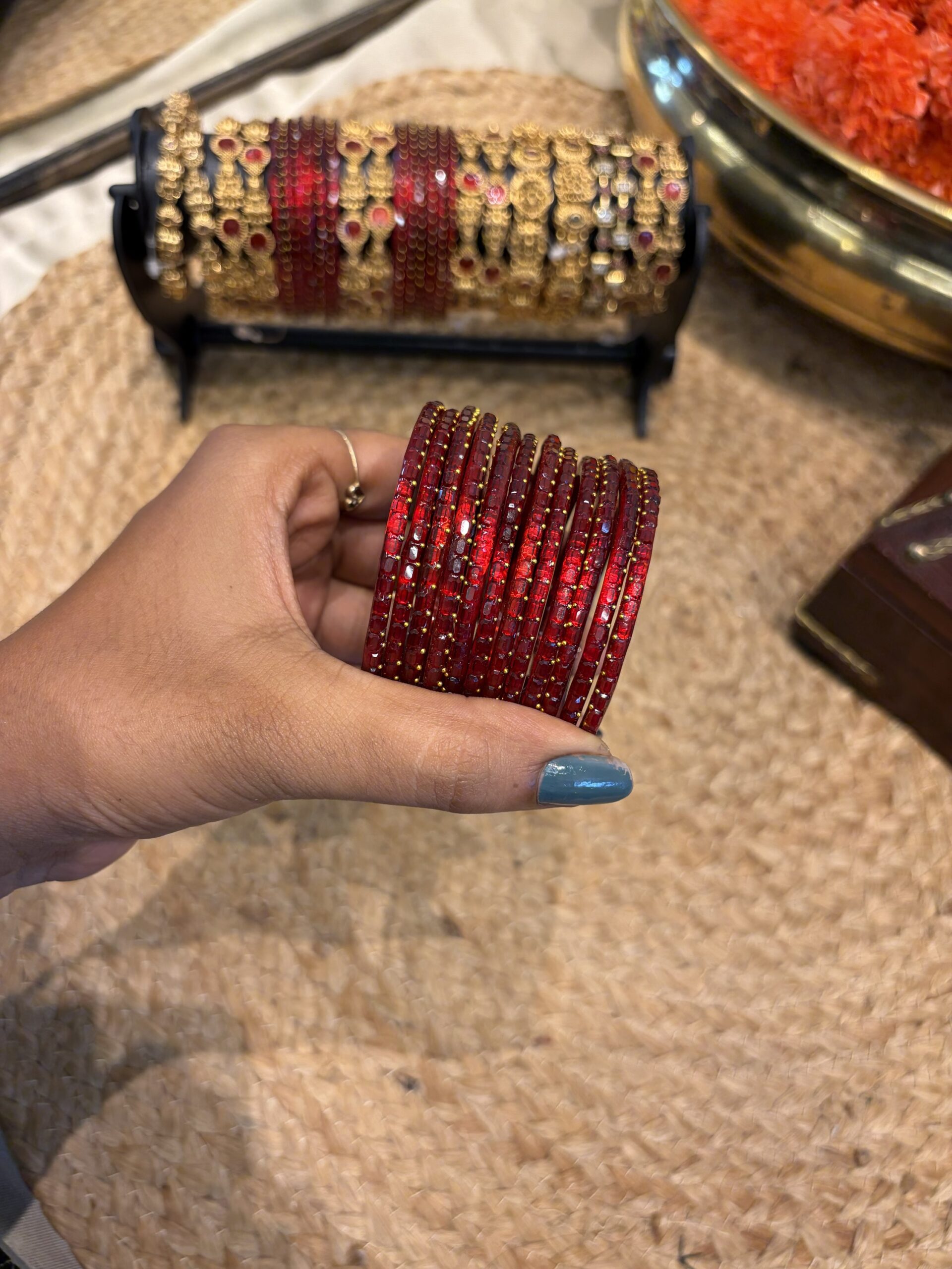 Premium rain drop glass bangles in maroon FOR traditional, halfsaree, weddingoutfit, bridalwear , southindian , handwork, engagement outfit, kerala halfsaree
