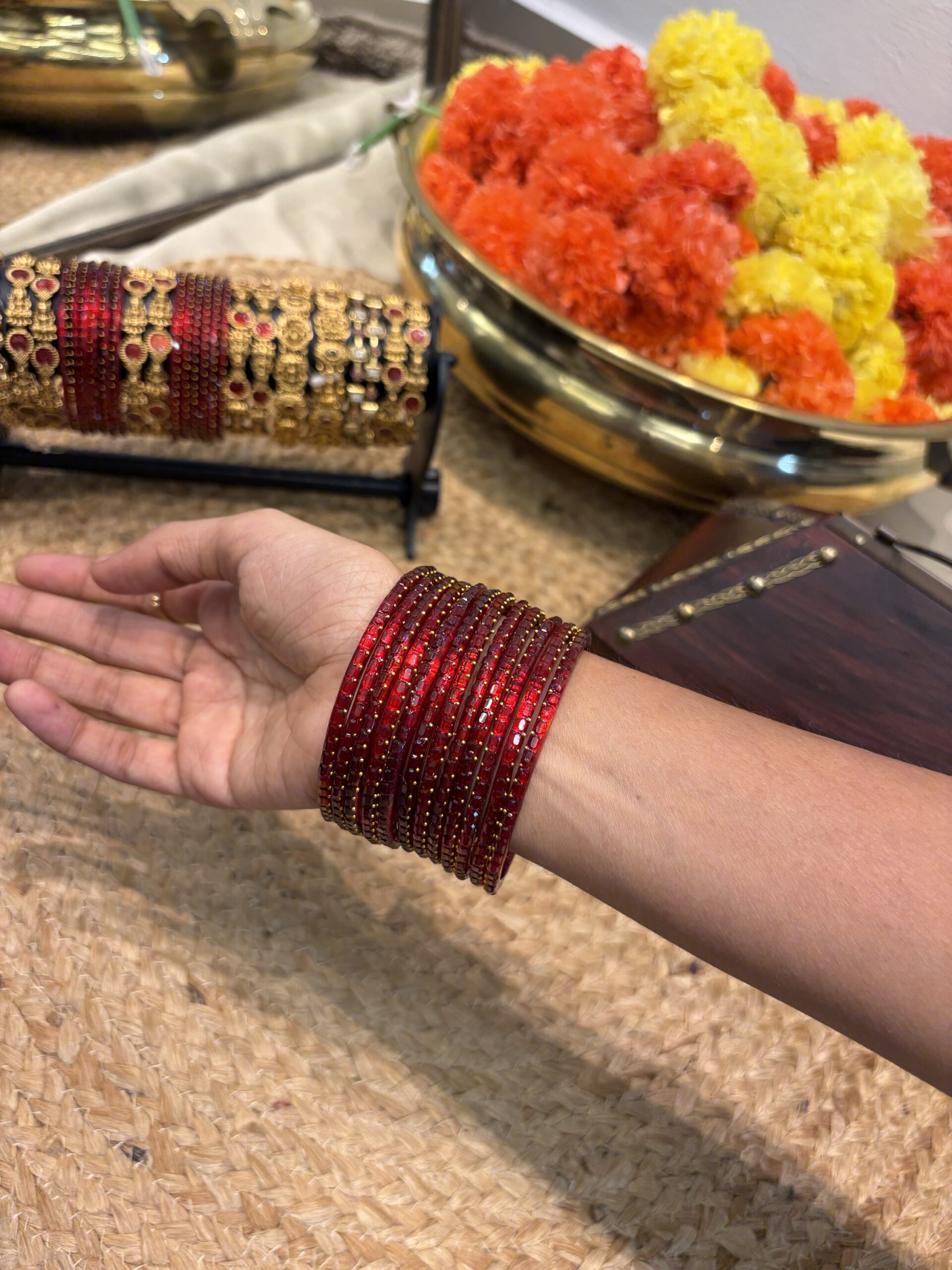 Premium rain drop glass bangles in maroon FOR traditional, halfsaree, weddingoutfit, bridalwear , southindian , handwork, engagement outfit, kerala halfsaree