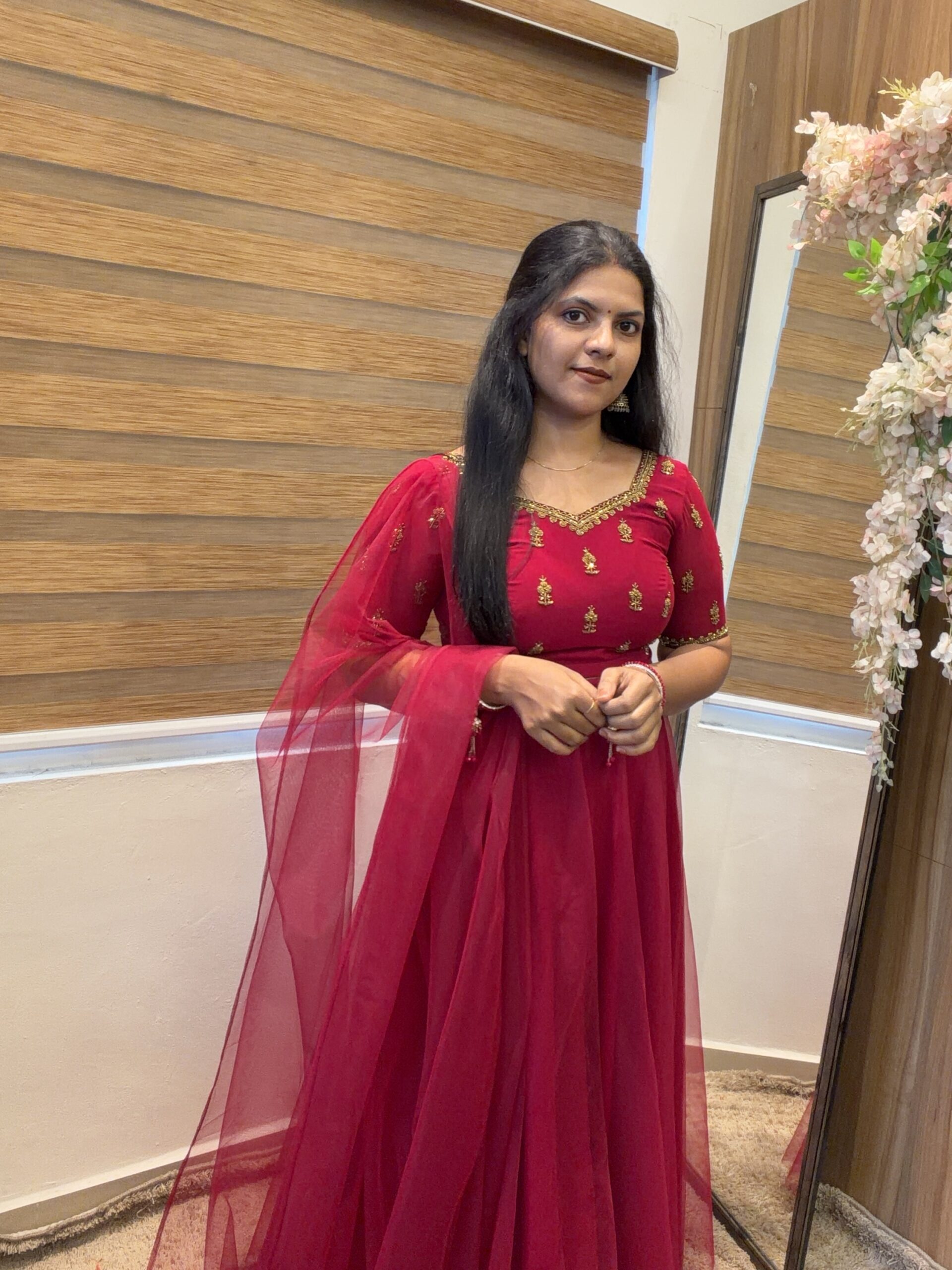 HANDWORKED NET LEHNGA IN RANI PINK FOR traditional, halfsaree, weddingoutfit, bridalwear , southindian , handwork, engagement outfit, kerala halfsaree