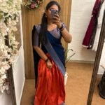 TRADITIONAL HALF SAREE IN DARK PEACH – PEACOCK BLUE COMBO